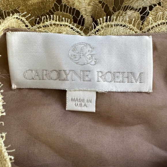 Vintage Carolyne Roehm Gold Lace Dress with Sheer Gold Robe - Picture 7 of 8